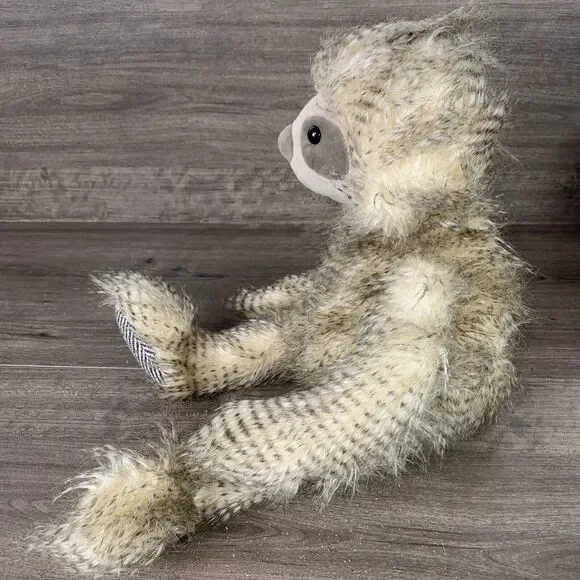 Sloth Plush Stuffed Animal Toy Fuzzy Hairy Brown Beige Patterned Paws Marshalls - Picture 4 of 11